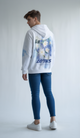 Purple Floral & Butterfly Print White Hoodie – Artistic Streetwear