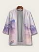 Watercolor Mountain Kimono Jacket – Pastel Purple Unisex Haori Cardigan