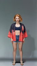 Demon Warrior Kimono Jacket – Red & Black Ink Splatter Martial Art Style