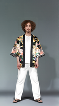 Patchwork Floral Haori Kimono Jacket | Unisex Tropical Garden Cardigan