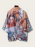 Ukiyo Haori Kimono Jacket | Bold Wave & Goddess Print