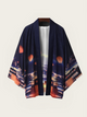 Lantern Sky Haori Kimono Jacket | Nighttime Cityscape & Floating Lanterns