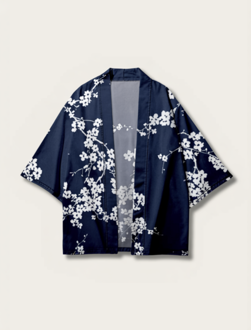 Navy Blue Cherry Blossom Kimono Shirt