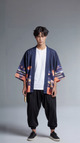 Lantern Sky Haori Kimono Jacket | Nighttime Cityscape & Floating Lanterns