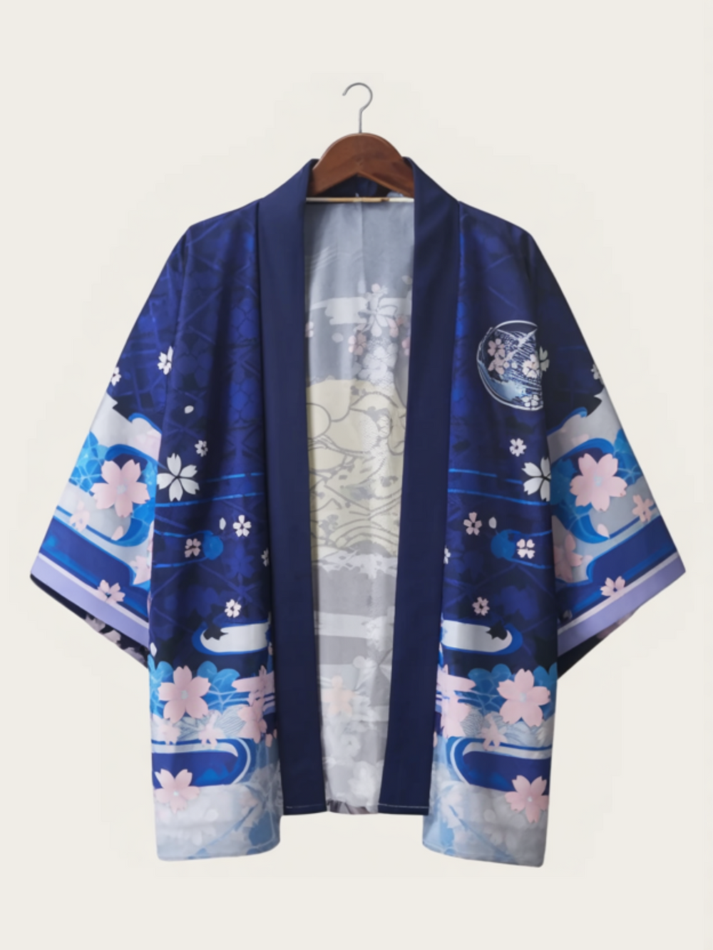 Sakura Fortune Haori Kimono Jacket | Lucky Cat & Cherry Blossom Print