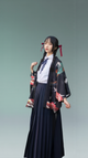 Mythical Crane & Dragon Kimono Jacket – Celestial Wave Pattern