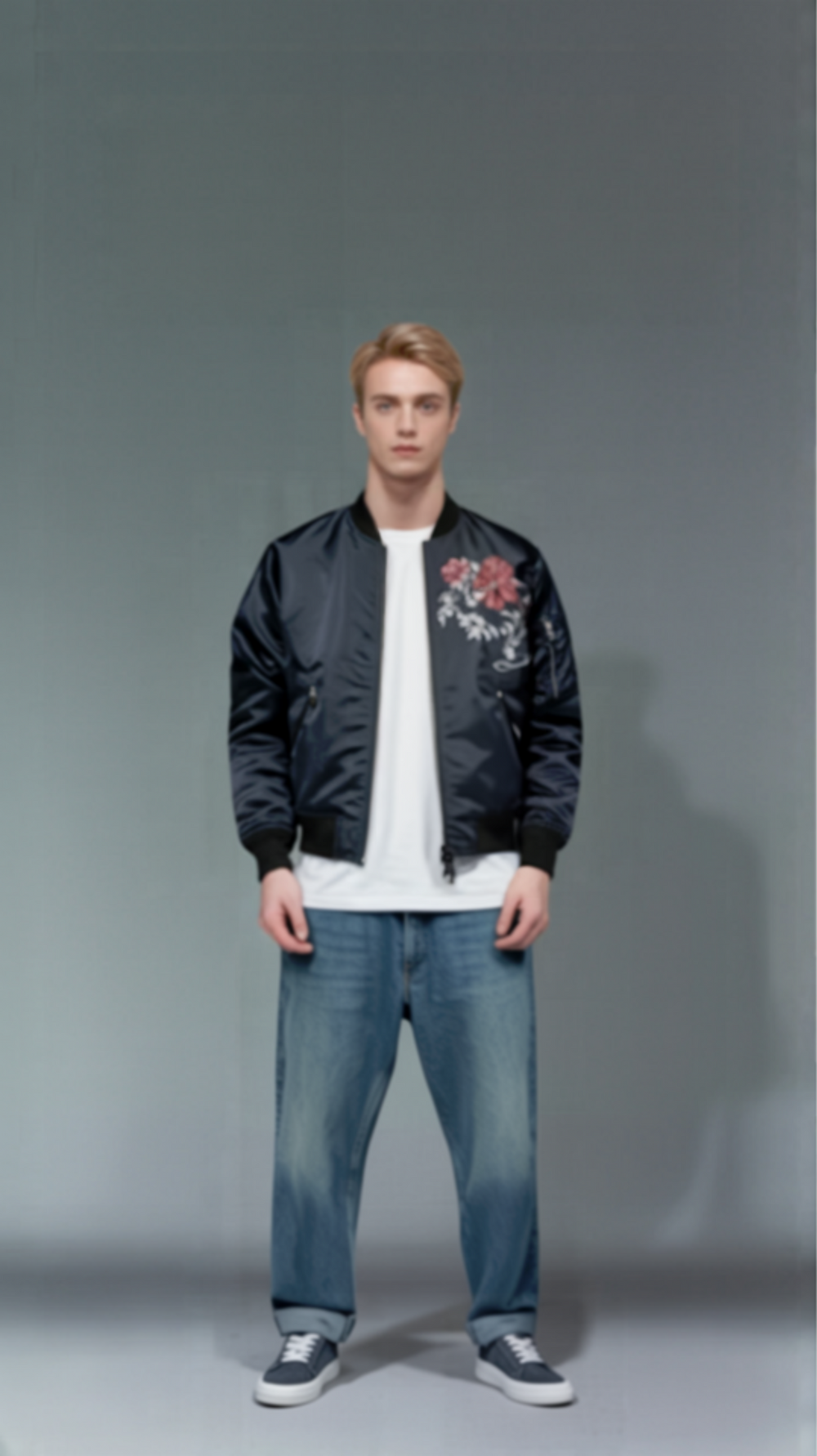 Monochrome Dragon Bomber Jacket – Chrysanthemum Storm Edition