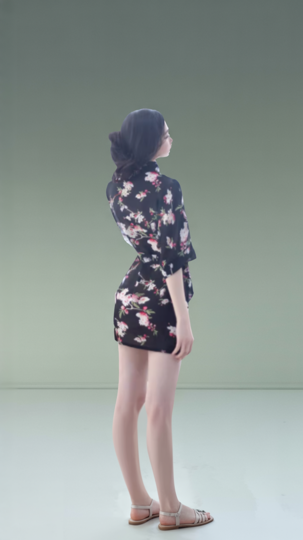 Floral Black Kimono - Elegant Floral Print with Loose Fit