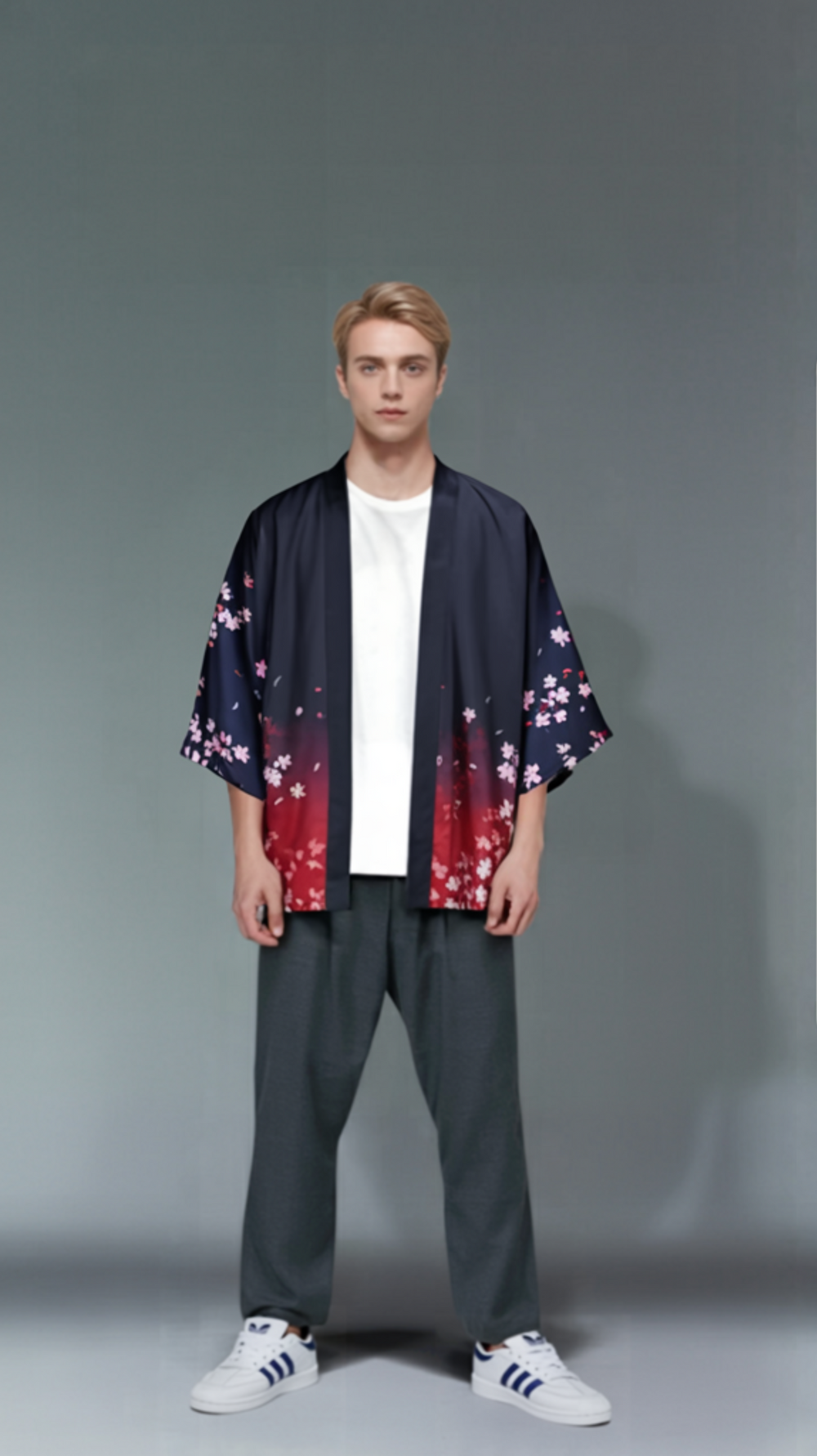 Fox Mask and Cherry Blossom Kimono - Bold Red and Black Design