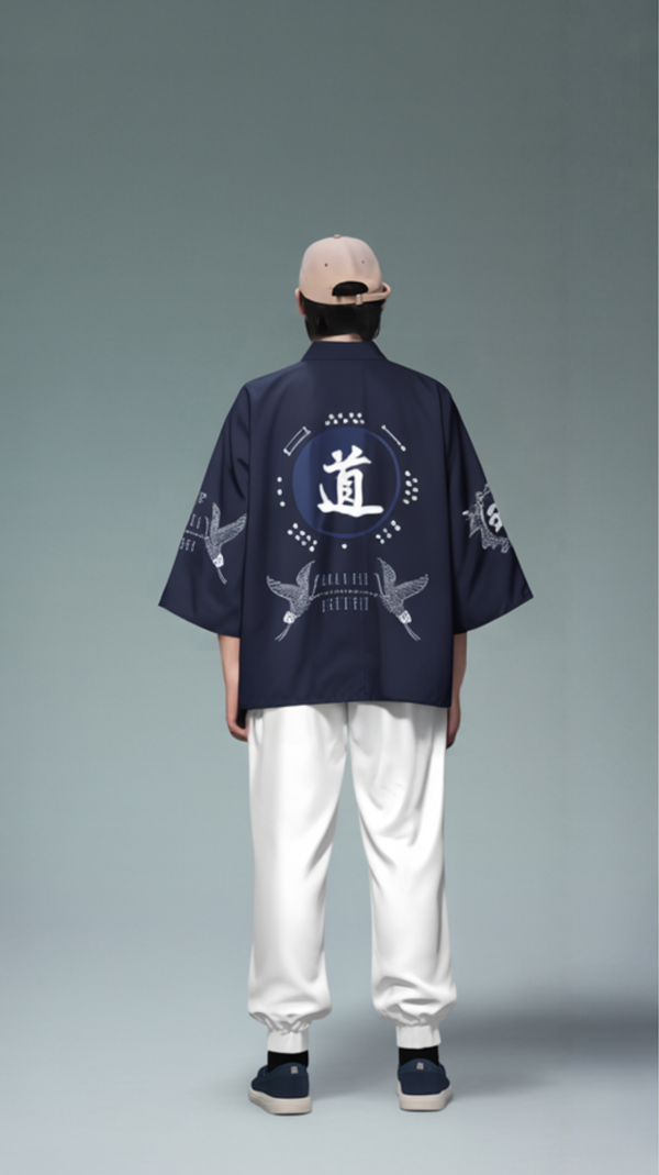 Japanese-Inspired Kimono with Symbolic Crane
