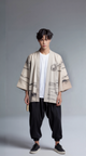 Ink-Wash Crane & Yin-Yang Kimono Cardigan – Sandstone Haori