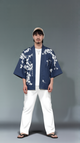 Navy Blue Cherry Blossom Kimono Shirt