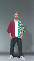 Geometric Pattern Kimono - Bold Teal and Pink Design
