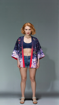 Torii Gate & Sakura Kimono Cardigan – Black Japanese Haori Jacket