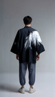 Feather Print Kimono Cardigan – Gold Flame & Silver Frost Haori