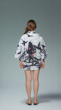 Dark Ninja Crow Kimono – Anime-Inspired Haori with Shadow Warrior & Red Cloud Cloak