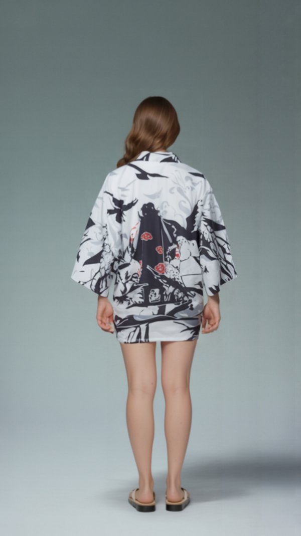 Dark Ninja Crow Kimono – Anime-Inspired Haori with Shadow Warrior & Red Cloud Cloak