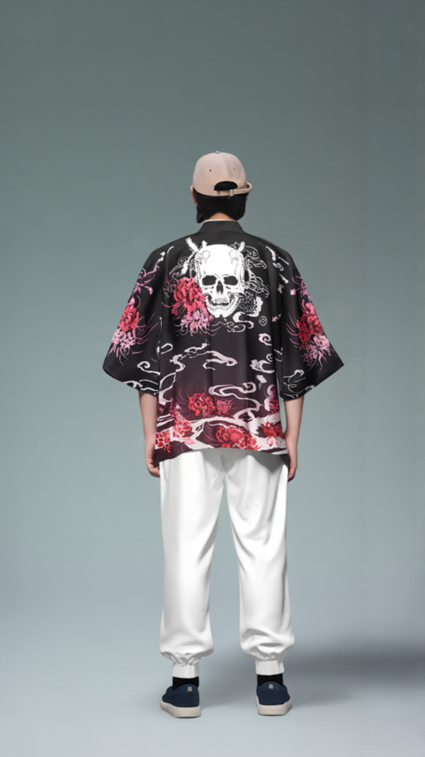 Japanese-Inspired Kimono with Intricate Designs – Skull, Tiger, Cranes & Butterflies