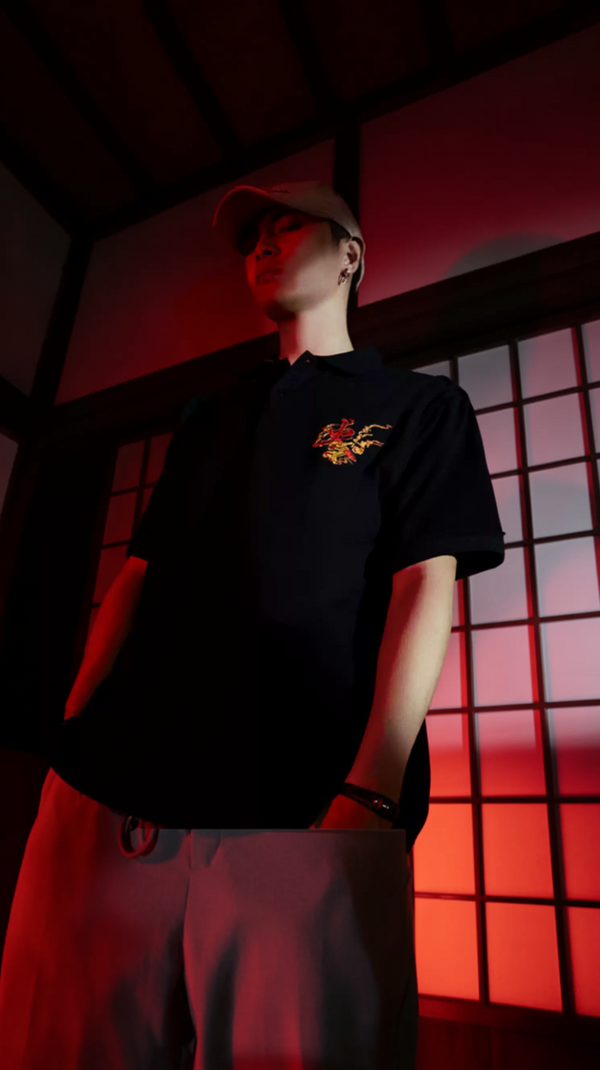 Red Phoenix Embroidered Japanese T Shirt