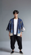 Night-Flight Crane Kimono Jacket – Midnight-Blue Haori