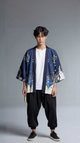 Night-Flight Crane Kimono Jacket – Midnight-Blue Haori