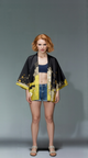 Golden Blossom Kimono Jacket – Black & Yellow Floral Elegance