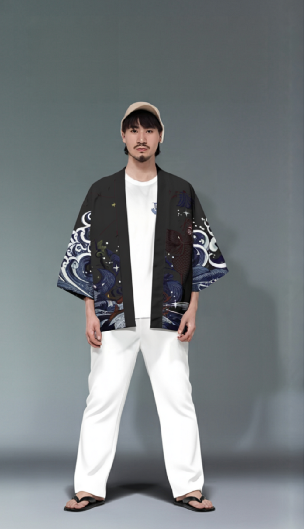 Koi Fish & Wave Kimono Shirt – Japanese-Inspired Streetwear with Stunning Artwork