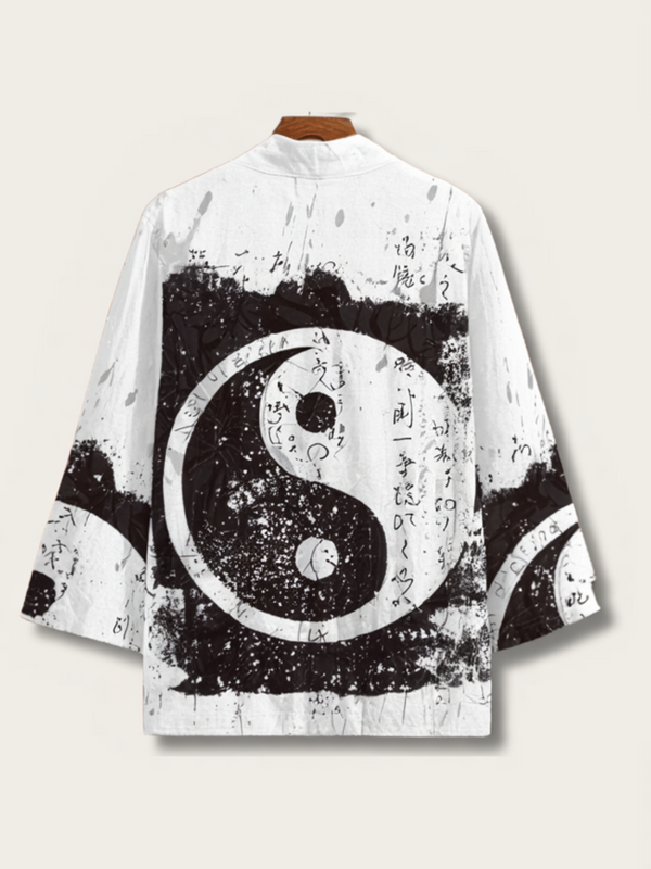 Ink-Splash Yin-Yang Kimono Cardigan – Unisex Zen Haori