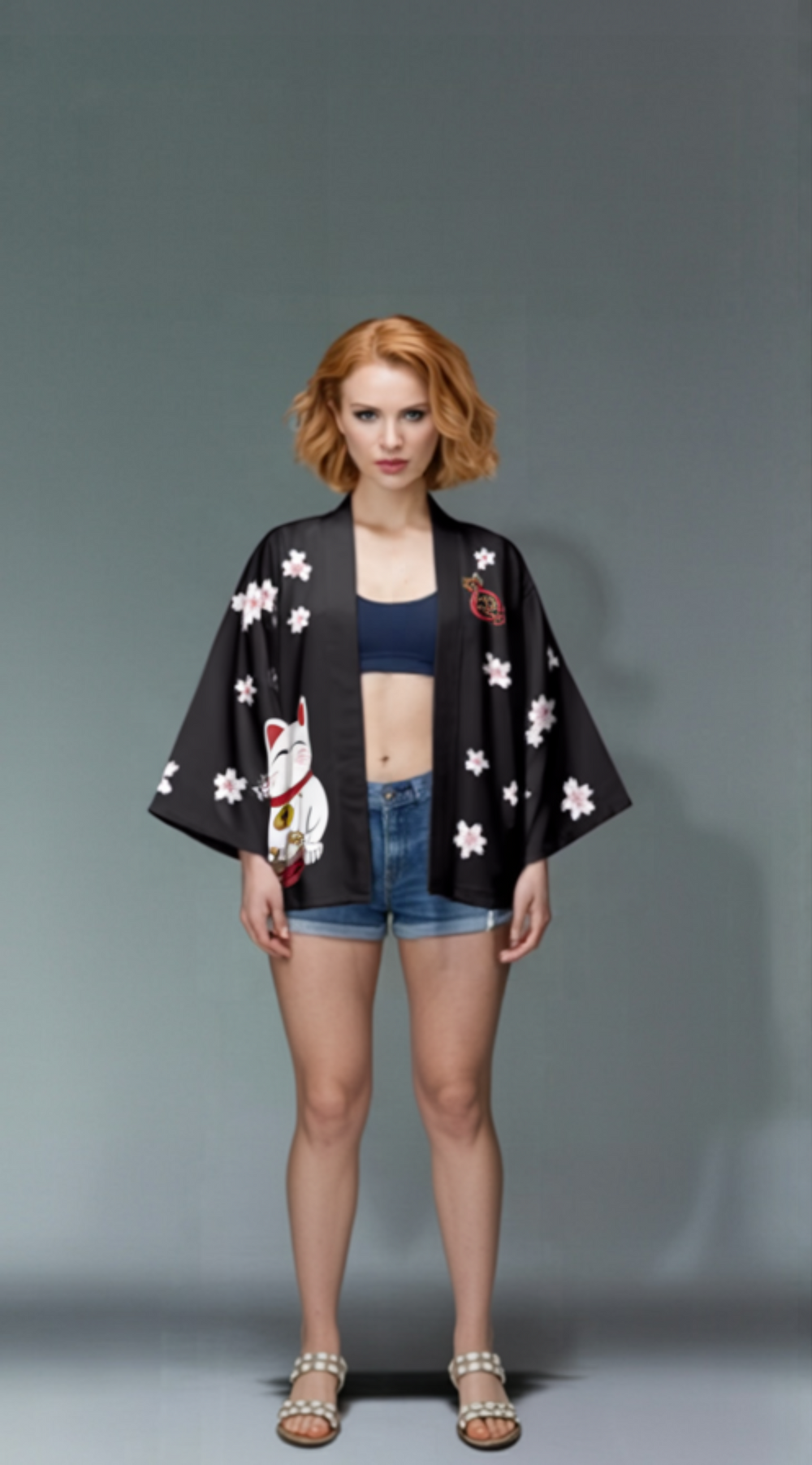 Lucky Cherry  Cat Blossom Kimono