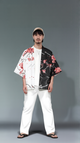 Black & White Floral Kimono Shirt – Elegant Cherry Blossom Design for Stylish Streetwear