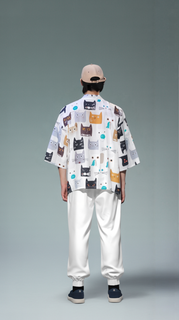 Whimsical Cat Parade Kimono Cardigan