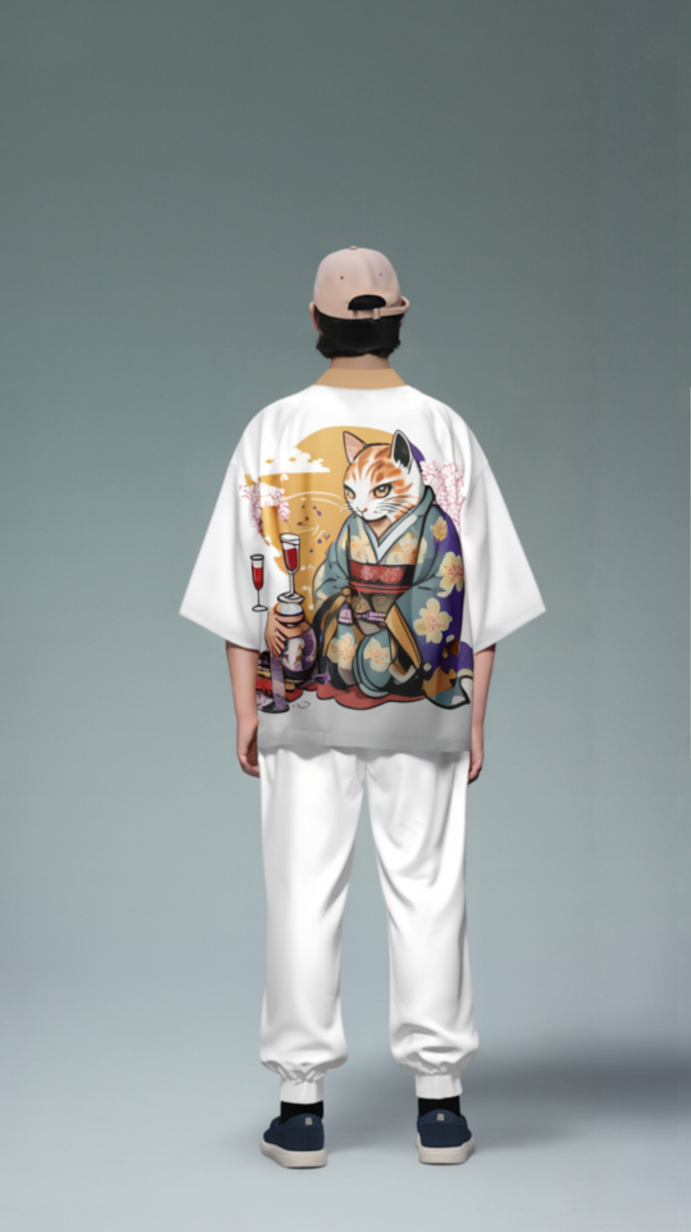 Serene Cat Zen Kimono Cardigan