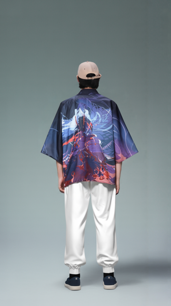 Crimson Wraith Anime Kimono Cardigan – Shadow Flame Haori