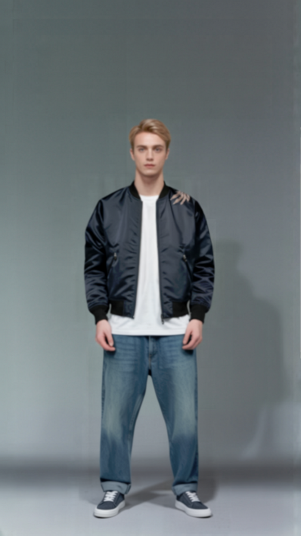 Embroidered Phoenix Bomber Jacket – Mythical Elegance in Black