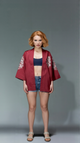 Dragon Embroidered Kimono Cardigan – Red & Black Streetwear Haori
