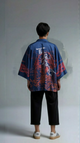 Blue Kimono with Intricate Embroidery & Calligraphy