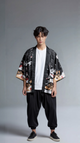 Kitsune Flame Japanese Kimono Cardigan