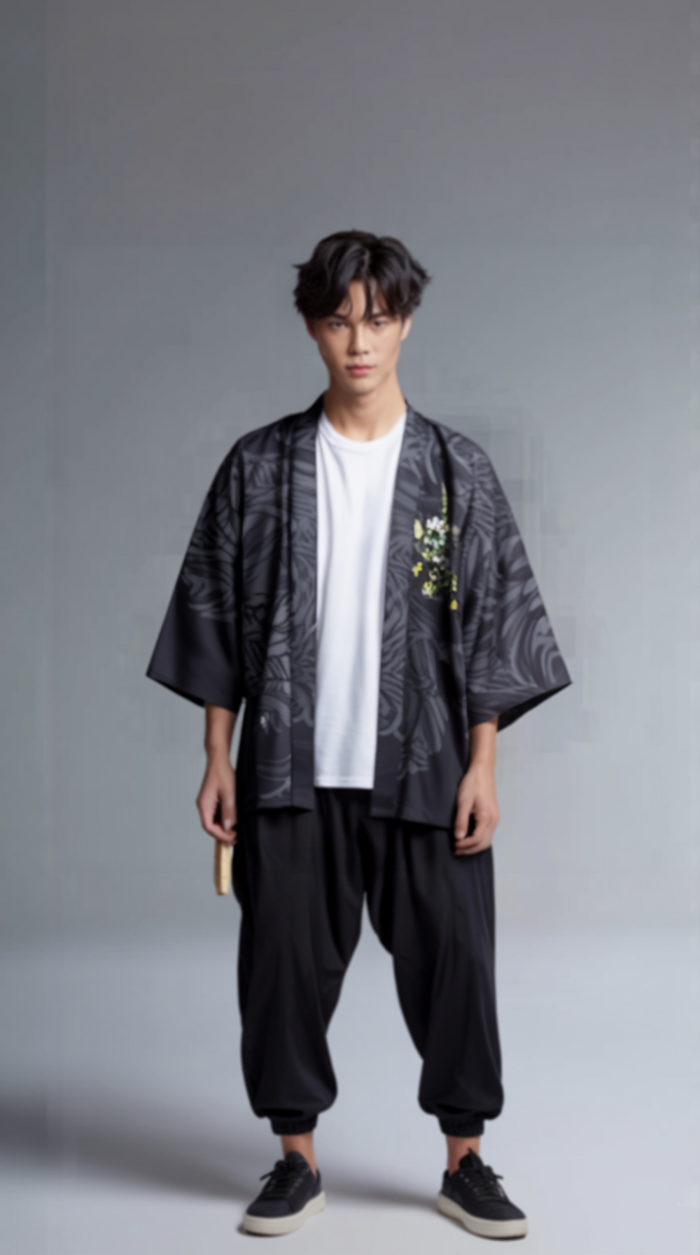 Black Tiger Flame Kimono Jacket – Unisex Streetwear Haori Cardigan