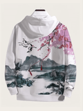Japanese Crane Sakura Graphic Hoodie