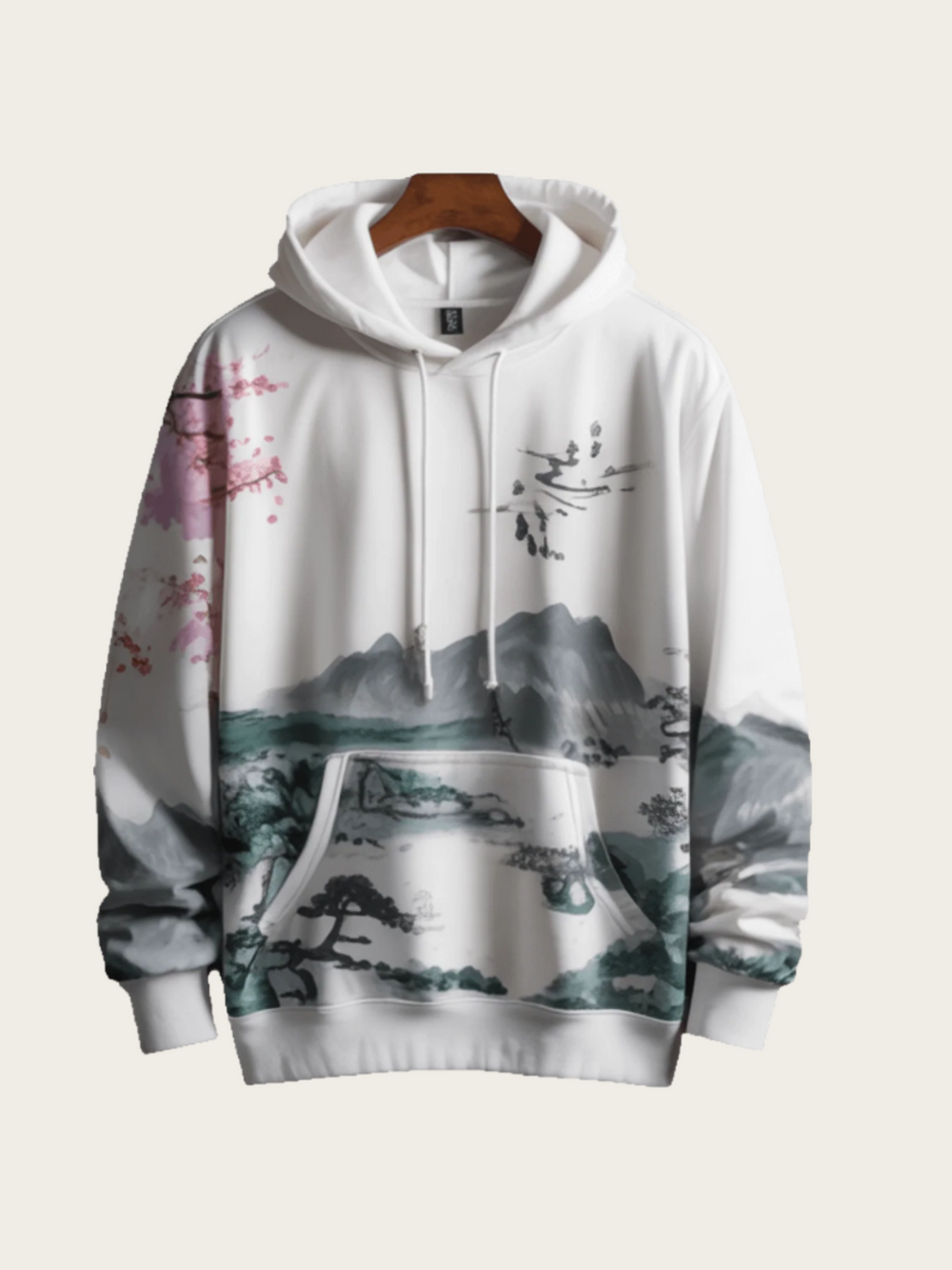 Japanese Crane Sakura Graphic Hoodie
