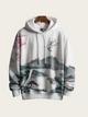 Japanese Crane Sakura Graphic Hoodie