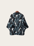 Midnight Wave Crane Pattern Kimono Jacket