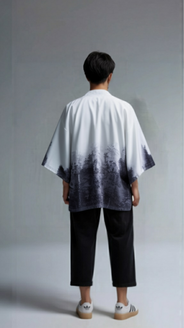 Gradient Style Print Japanese Kimono