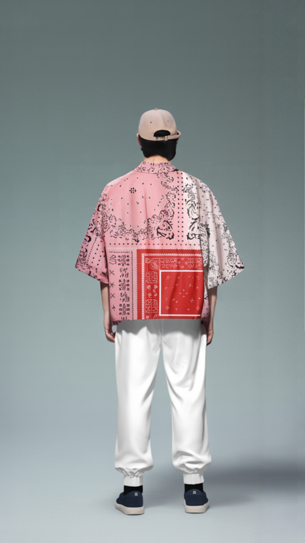 Patchwork Bandana Kimono Cardigan – Pink & Multicolor