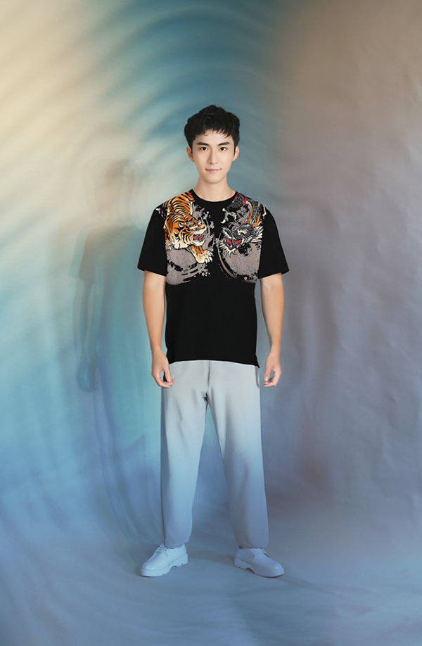 Tiger vs Dragon Embroidered Graphic Tee