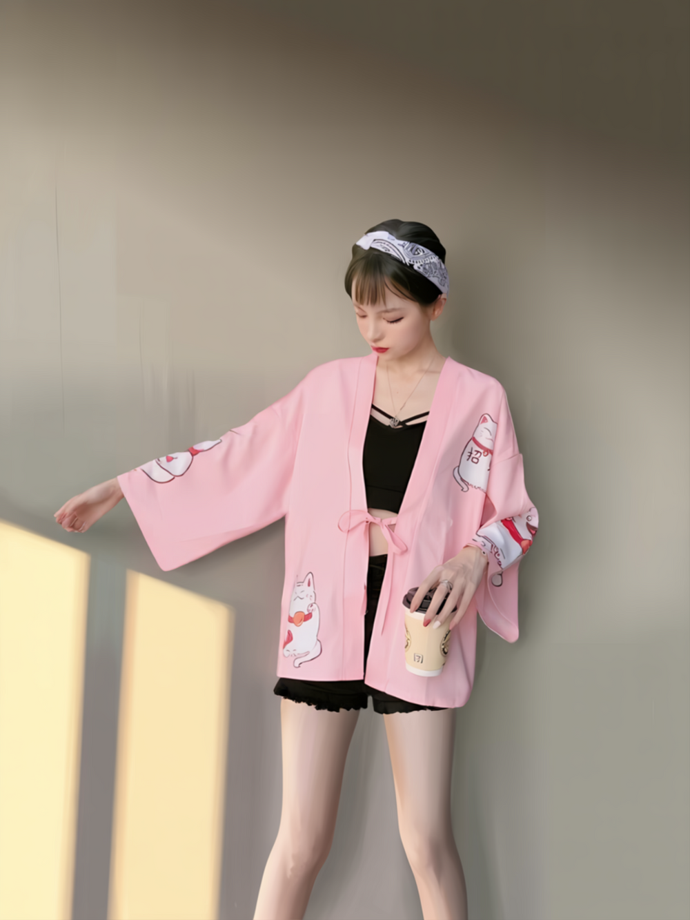 Lucky Cat Japanese Kimono Jacket
