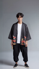 Crane Embroidered Black Kimono - – Crane
