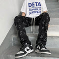 Asian Retro Printed Japanese Pants - Medium