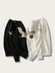 Elegant Crane Embroidered Sweatshirt - Medium