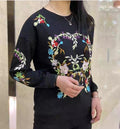 Embroidered Floral Autumn Japanese Sweatshirt - Large